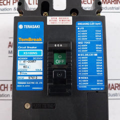 Terasaki Electric Xs100Ns Tembreak 3 Pole Circuit Breaker 60A Ac220V 50Ka