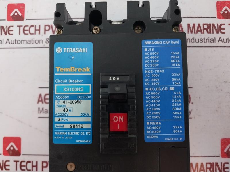 Terasaki Electric Xs100Ns Tembreak Circuit Breaker Ac 600V Dc 250V Ac220V