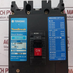 Terasaki Electric Xs100Ns Tembreak Circuit Breaker Ac 600V Dc 250V Ac220V