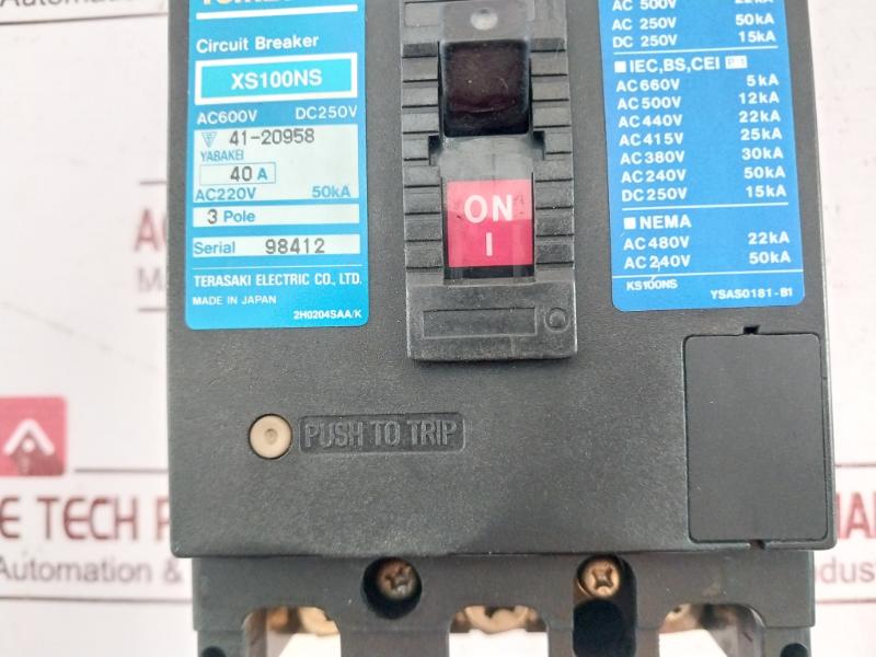 Terasaki Electric Xs100Ns Tembreak Circuit Breaker Ac 600V Dc 250V Ac220V