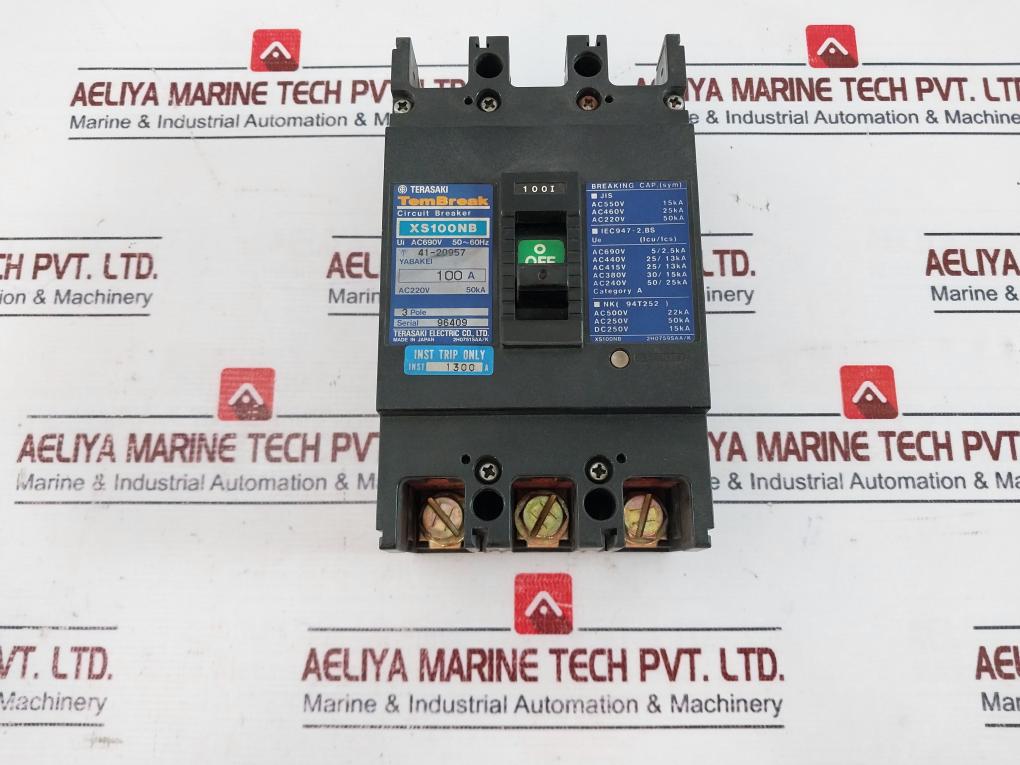 Terasaki Electric Xs100Nb 3 Pole Circuit Breaker 50A Ac690V