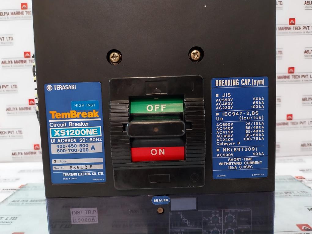 Terasaki Electric Xs1200Ne, 3 Pole Circuit Breaker 690Vac 50~60Hz
