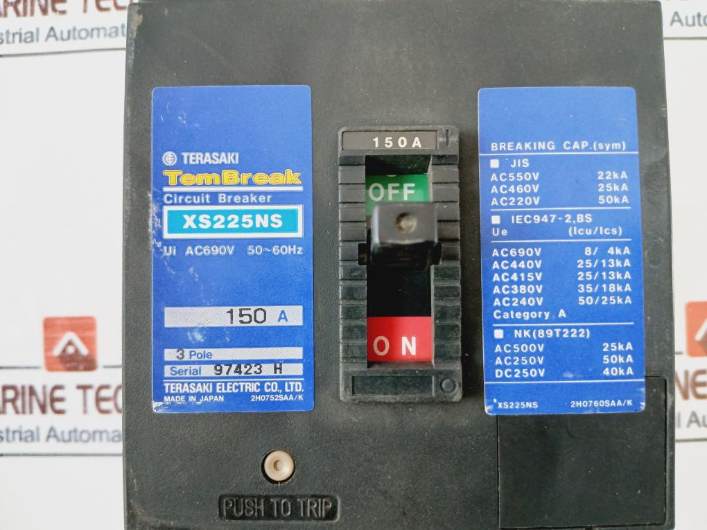 Terasaki Electric Xs225Bns Circuit Breaker 150A 3 Pole Ac690V 50~60Hz