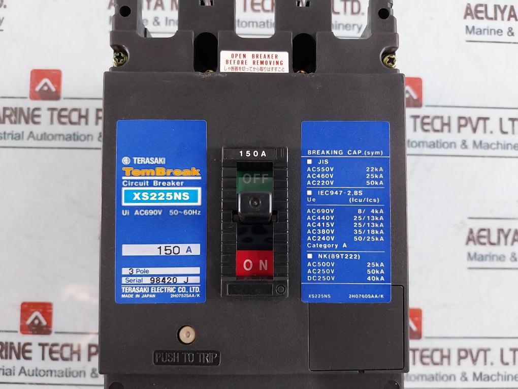 Terasaki Electric Xs225Ns Molded Case Circuit Breaker 3-pole 150A