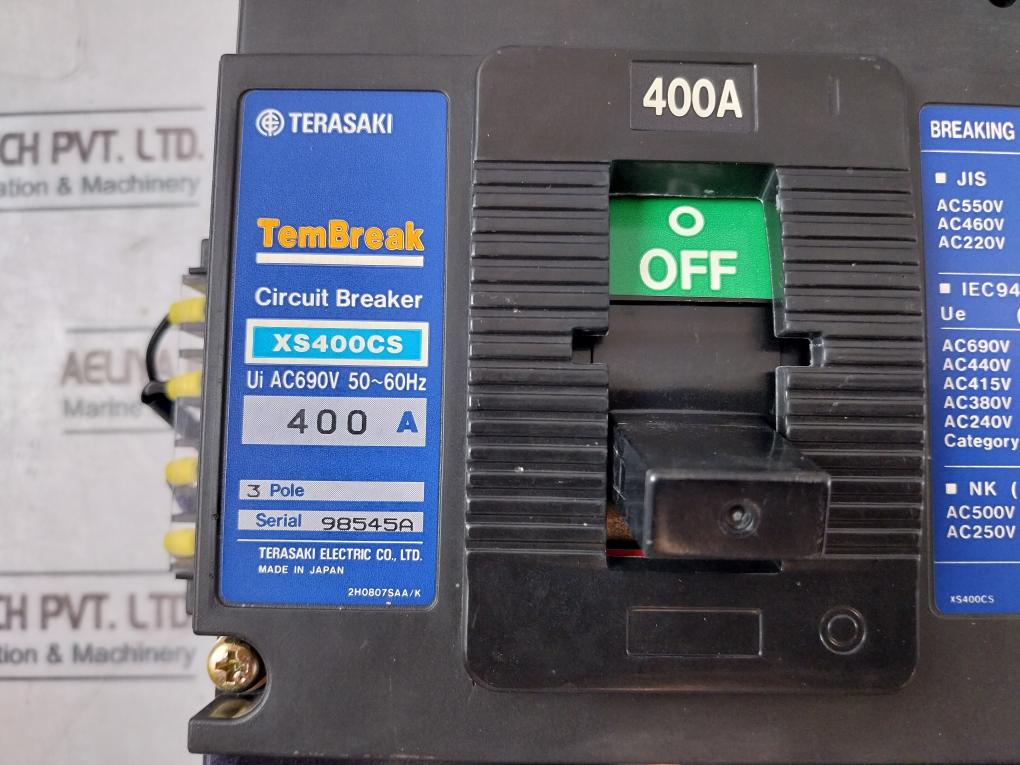 Terasaki Electric Xs400Cs Circuit Breaker 400A With Xcu1S Uvt Controller