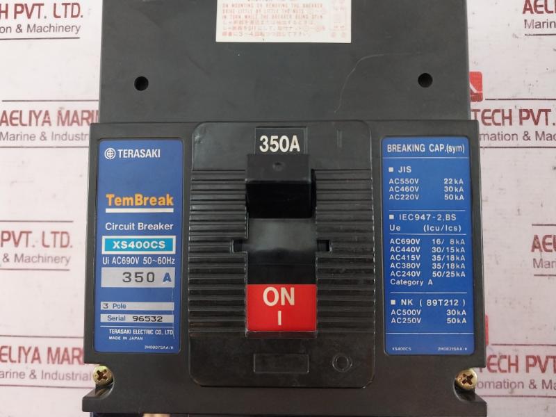 Terasaki Electric Xs400Cs Tembreak Circuit Breaker Ac690V 350A 200-480V 50/60Hz