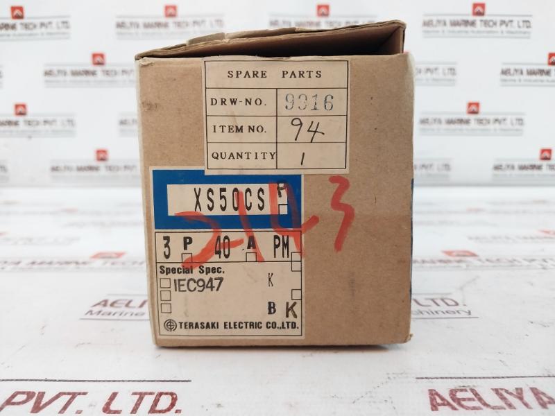 Terasaki Electric Xs50Cs 3 Pole Circuit Breaker Ac600V 2H0535Sfa/K Ac220V 7.5Ka