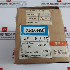 Terasaki Electric Xs50Nb 15A Circuit Breaker 3 Pole 200-480V 50/60Hz