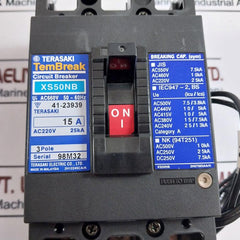 Terasaki Electric Xs50Nb 15A Circuit Breaker 3 Pole 200-480V 50/60Hz