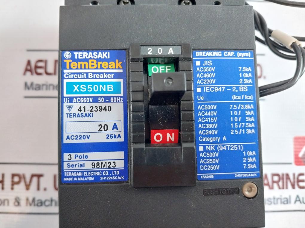 Terasaki Electric Xs50Nb 20A Molded Case Circuit Breaker 3 Pole 50/60Hz