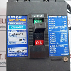 Terasaki Electric Xs50Nb 20A Molded Case Circuit Breaker 3 Pole 50/60Hz