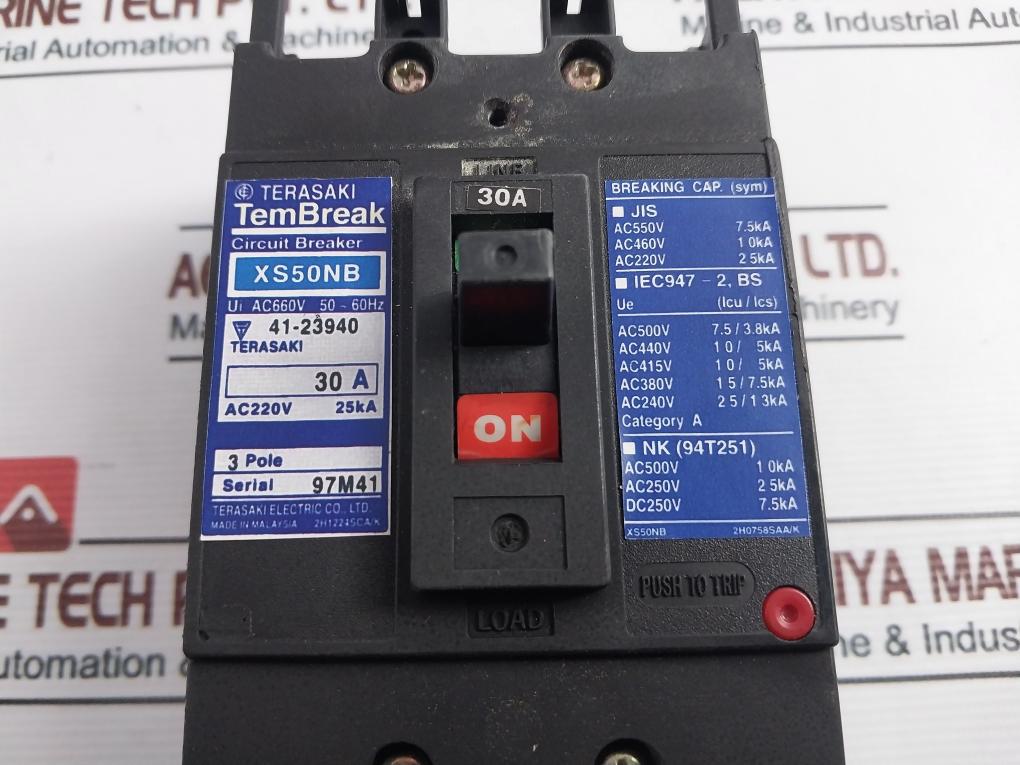 Terasaki Electric Xs50Nb Circuit Breaker 30A Ac660V 50-60Hz