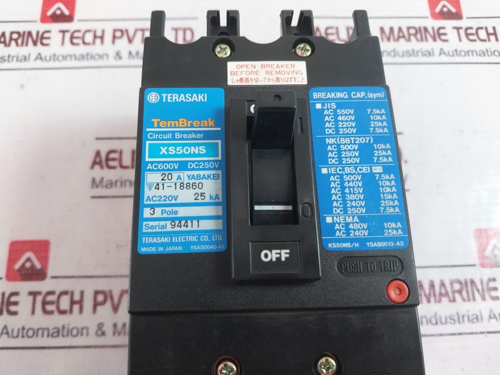 Terasaki Electric Xs50Ns 20A Circuit Breaker Ac220V 25Ka