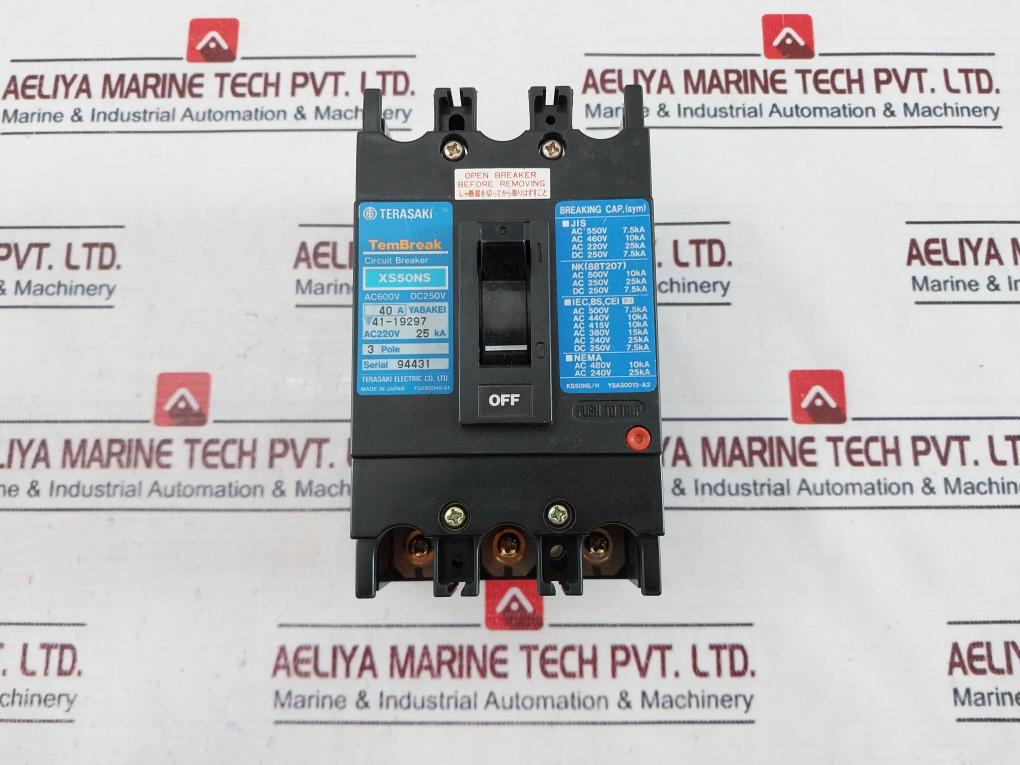 Terasaki Electric Xs50Ns 3 Pole Circuit Breaker 40A 200-480V 50/60Hz