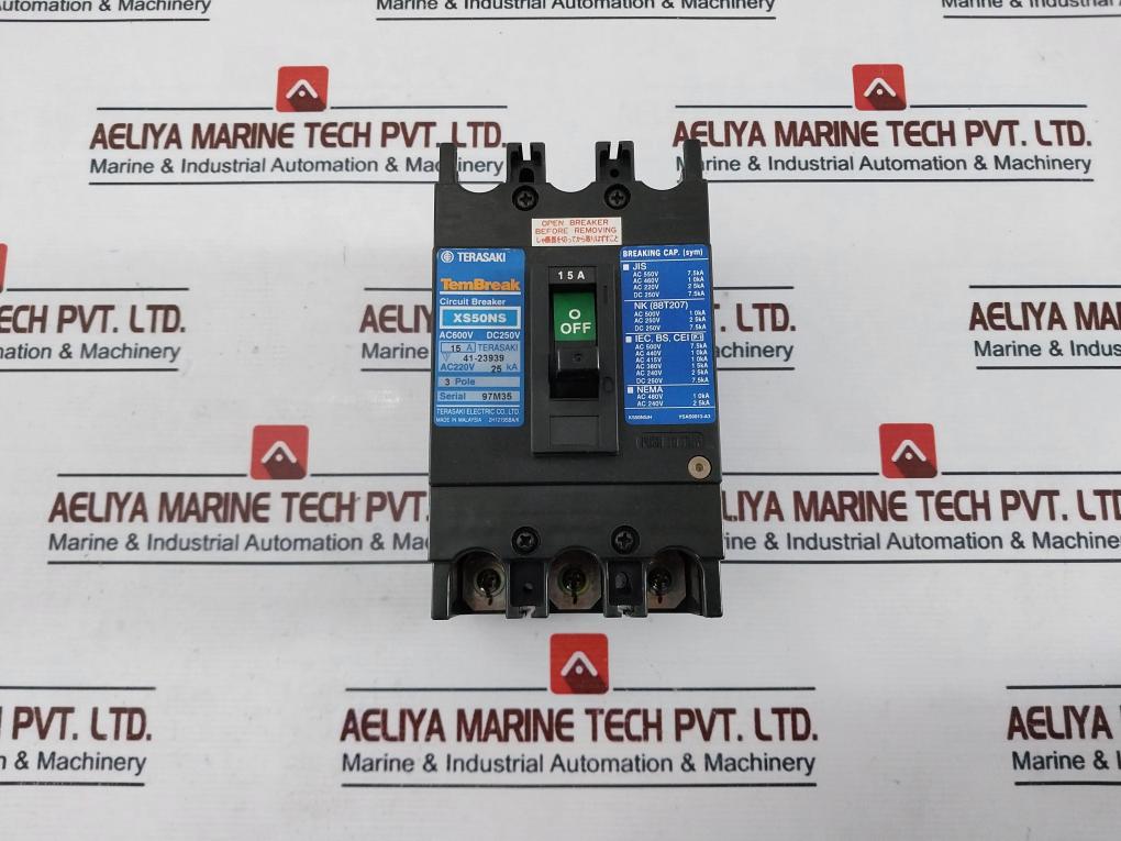 Terasaki Electric Xs50Ns Circuit Breaker 15A Ac600V Dc250V 3 Pole
