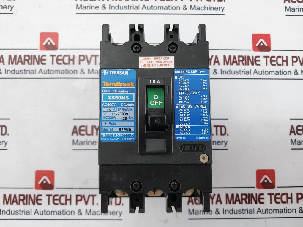 Terasaki Electric Xs50Ns Circuit Breaker 15A Ac600V Dc250V