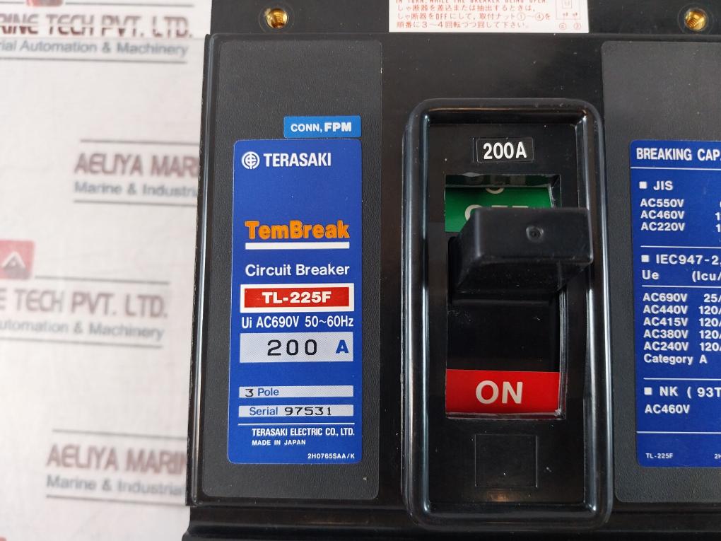 Terasaki Tembreak Tl-225F Current Limiting Circuit Breaker 200A Ac690V 50~60Hz