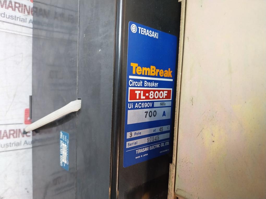 Terasaki Tembreak Tl-800F 3 Pole Circuit Breaker W/ Tmc9B Motor Operator 700A