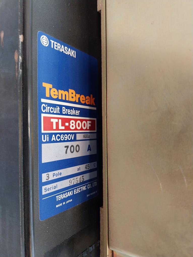 Terasaki Electric Tembreak Tl-800F Circuit Breaker W/ Tmc9B Motor Operator 3Pole