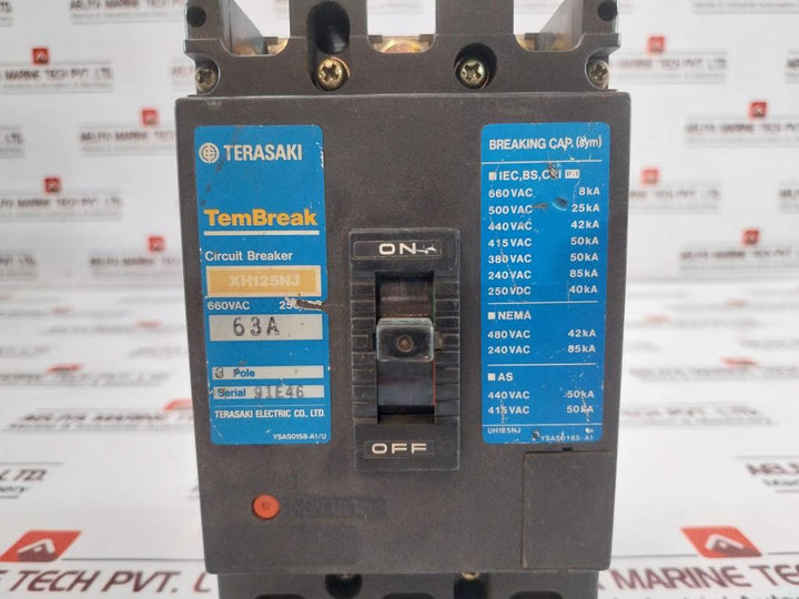 Terasaki Xh125Nj Tembreak 3 Pole Circuit Breaker 60A 660Vac