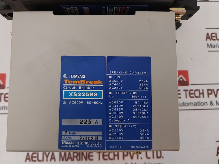 Terasaki Tembreak Xs225Ns Circuit Breaker W/ Motor Operator Uvt Controller 225A