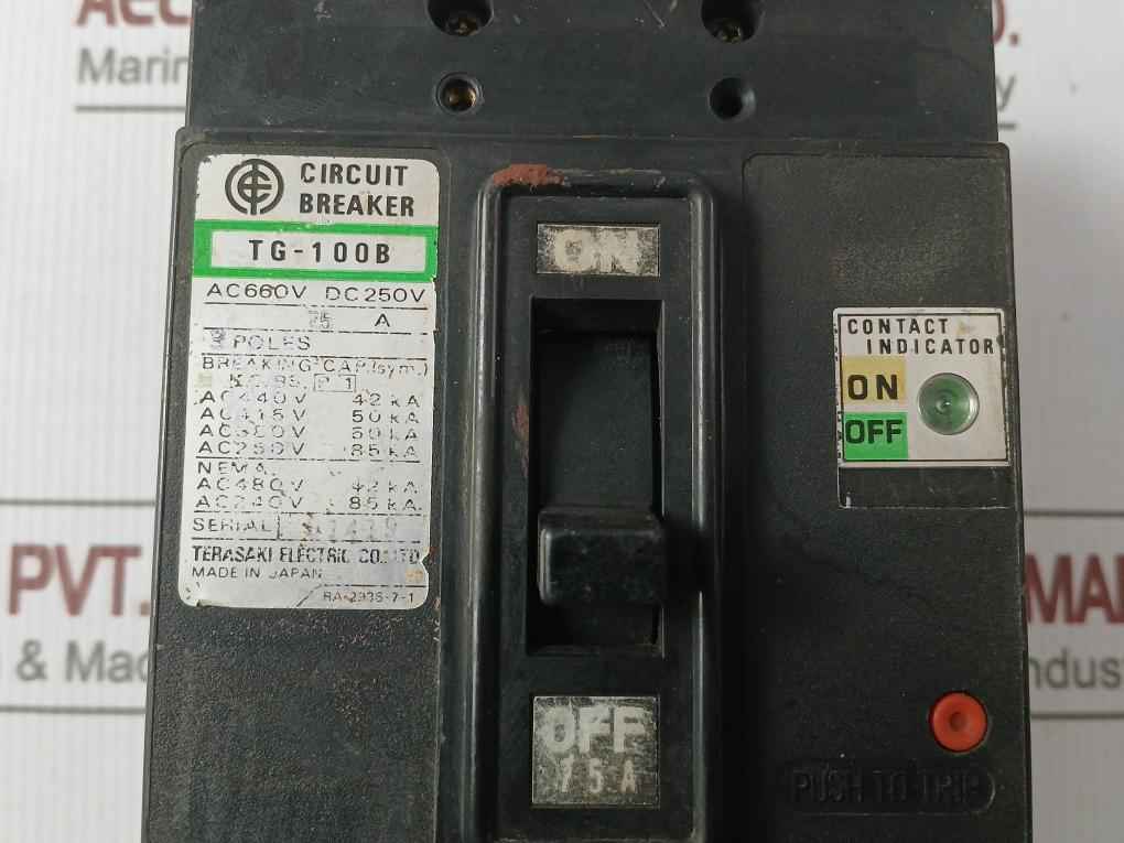 Terasaki Tg-100B 3 Pole Circuit Breaker Ac 660V Dc 250V Ra-2936-7-1