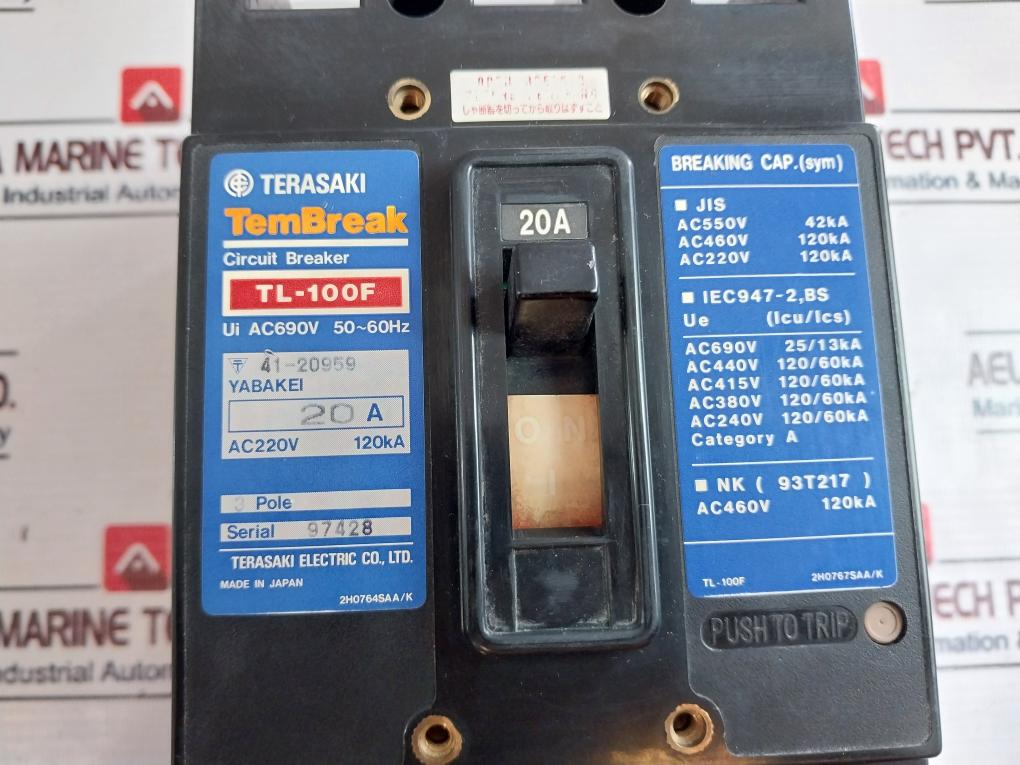 Terasaki Tl-100F 20A 3 Pole Circuit Breaker Ac690V 50~60Hz