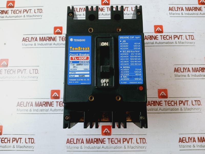 Terasaki Tl-100F Tembreak 3 Pole Circuit Breaker Ac690V 200-480V 50/60Hz 20A