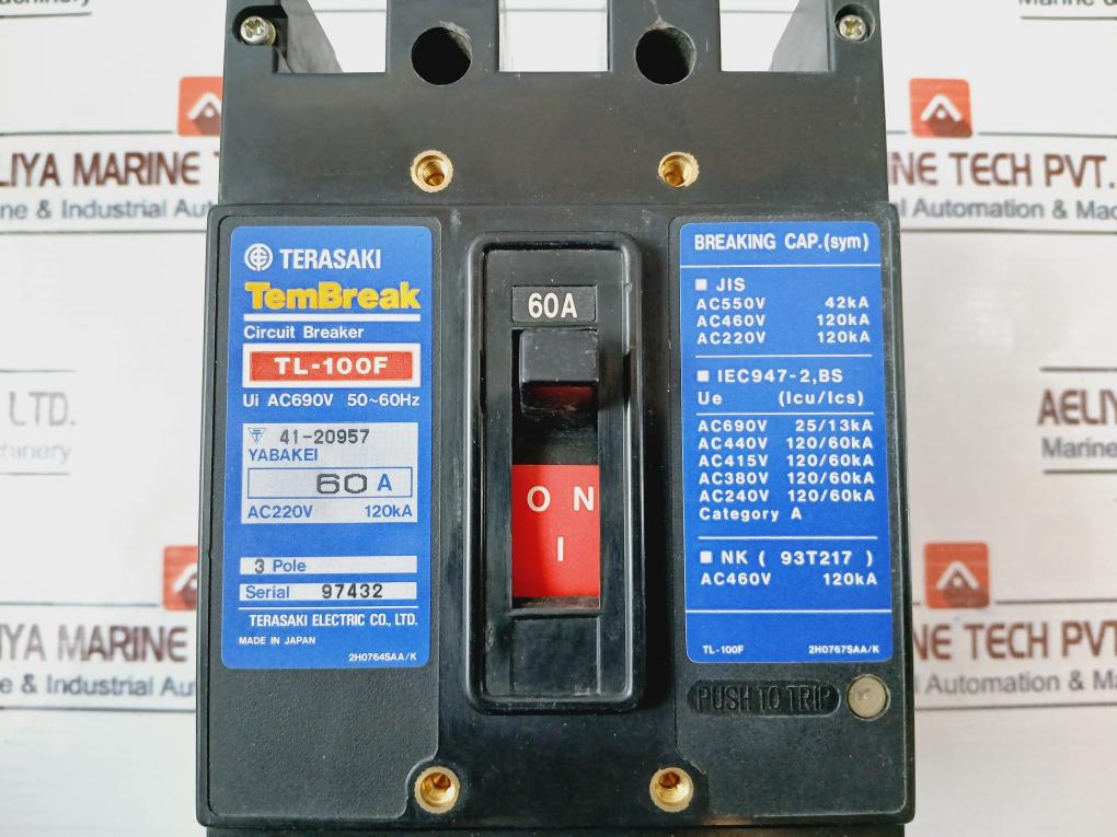 Terasaki Tl-100F Tembreak 3 Pole Circuit Breaker Ac220V 120Ka 60A