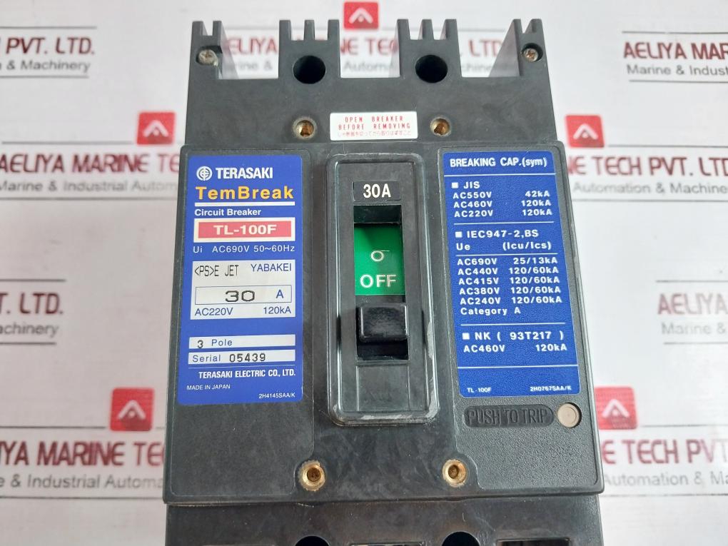Terasaki Tl-100F Tembreak 3 Pole Circuit Breaker Ac220V 120Ka Ac690V 50-60Hz