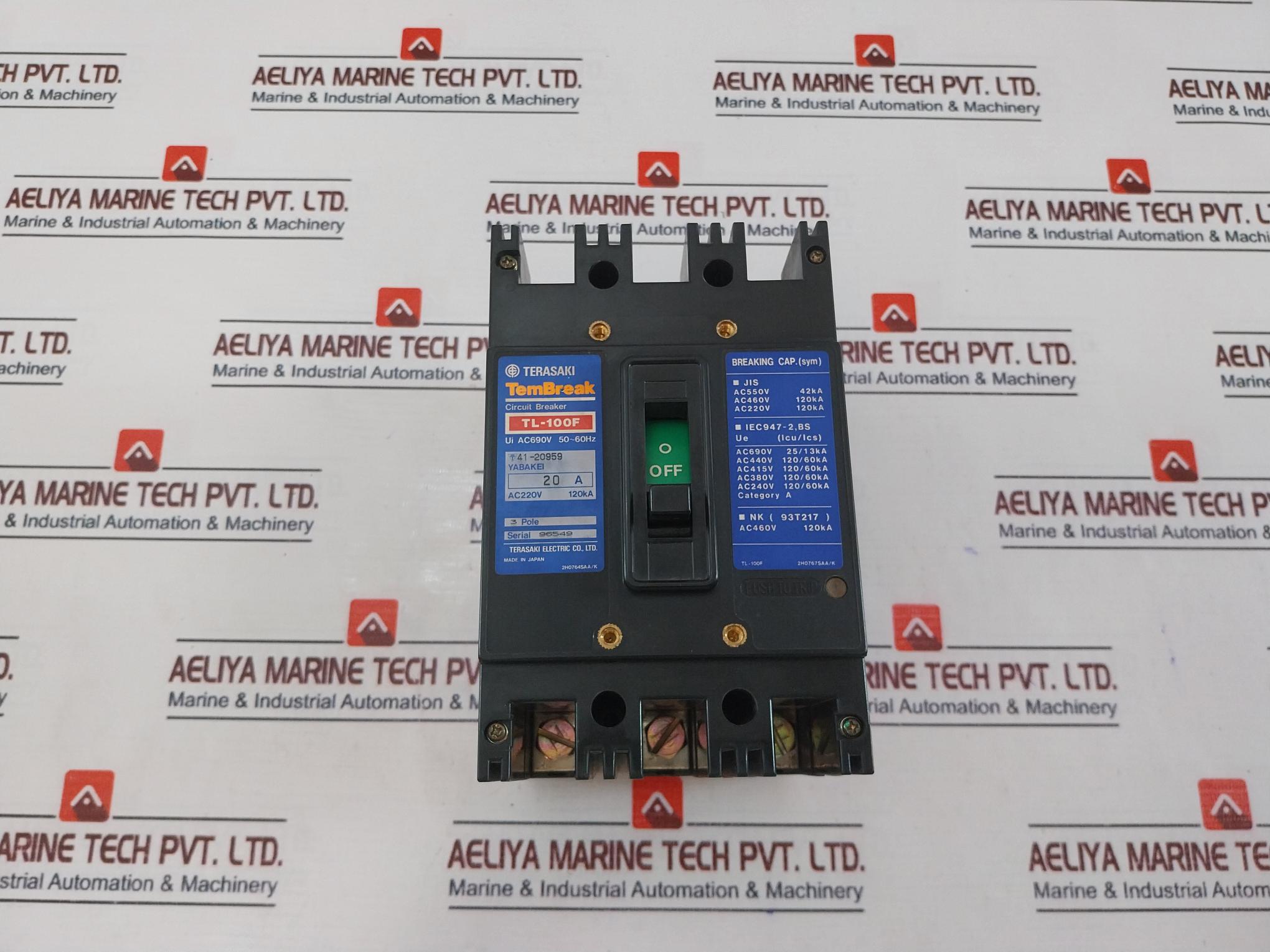 Terasaki Tl-100F Tembreak Circuit Breaker 3 Pole 20A 50/60Hz