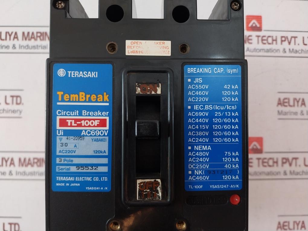 Terasaki Tl-100F Tembreak Circuit Breaker Ac690V 120Ka 200-480V 50/60Hz 30A