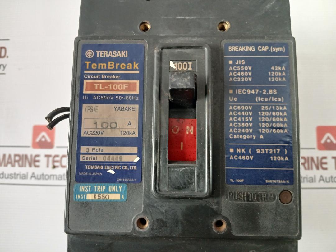 Terasaki Tl-100F Tembreak Molded Case Circuit Breaker 3 Pole Ac220V 120Ka 1550A
