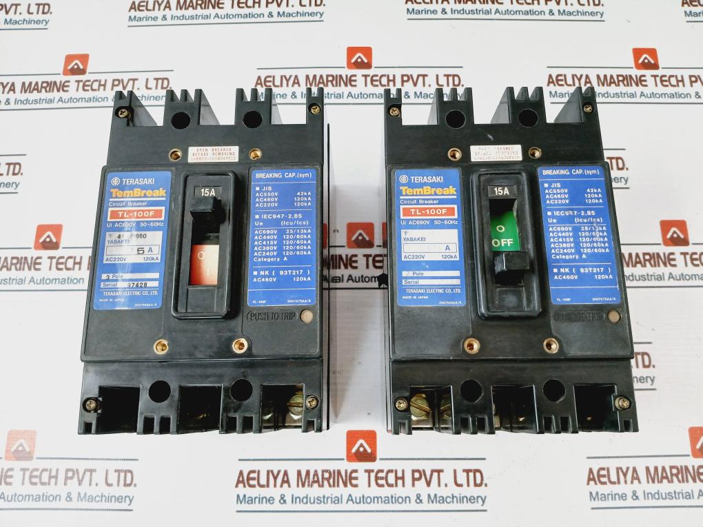 Terasaki Tl-100f Tembreak 3 Pole Circuit Breaker 15a Ac690v 50-60hz 2h0767saa/k