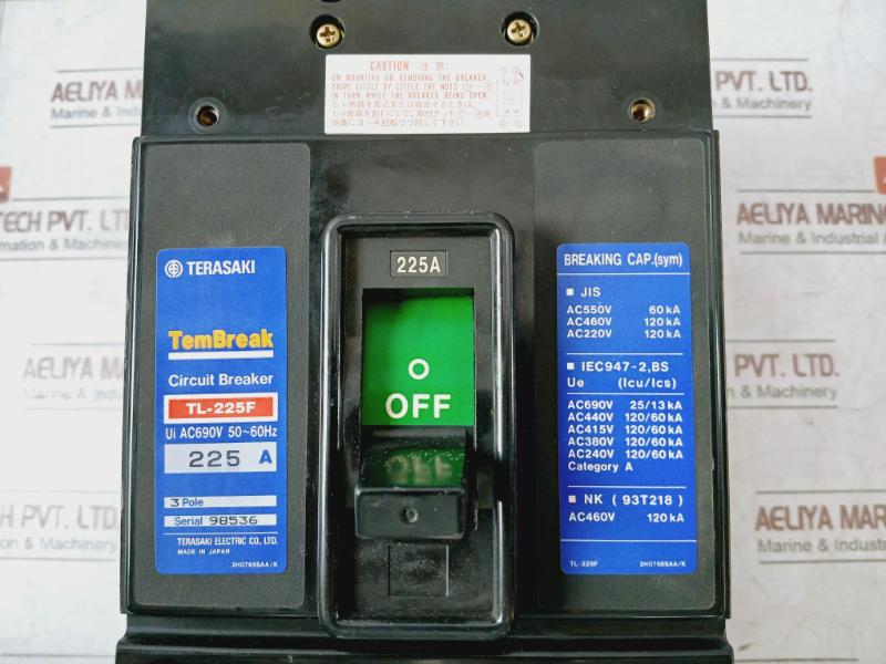 Terasaki Tl-225F Tembreak Circuit Breaker 225A 3-pole Ac960V 50-60Hz