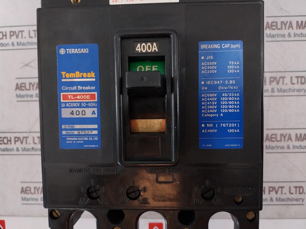 Terasaki Tl-400E 3 Pole Circuit Breaker 400A Ac690V 50~60Hz