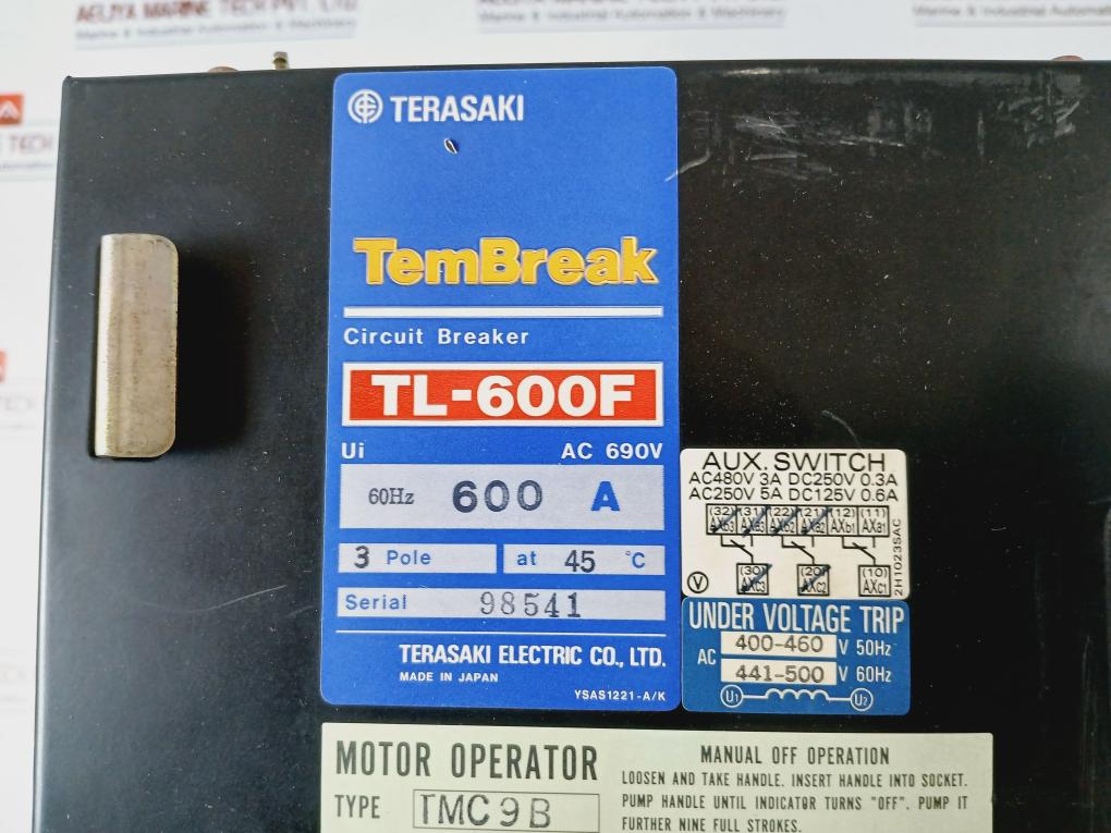 Terasaki Tembreak Tl-600F Circuit Breaker Ac690V 600A Ac100-115V Ac250V 5A