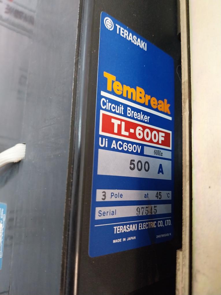 Terasaki Tl-600F Circuit Breaker With Tmc 9B Motor Operator 500A Ac690V 60Hz