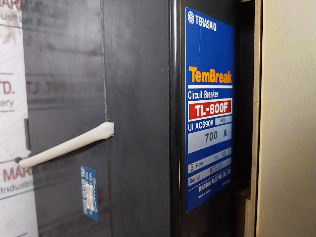 Terasaki Tl-800F 3 Pole Tembreak Circuit Breaker W/ Tmc9B Motor Operator Ac 690V