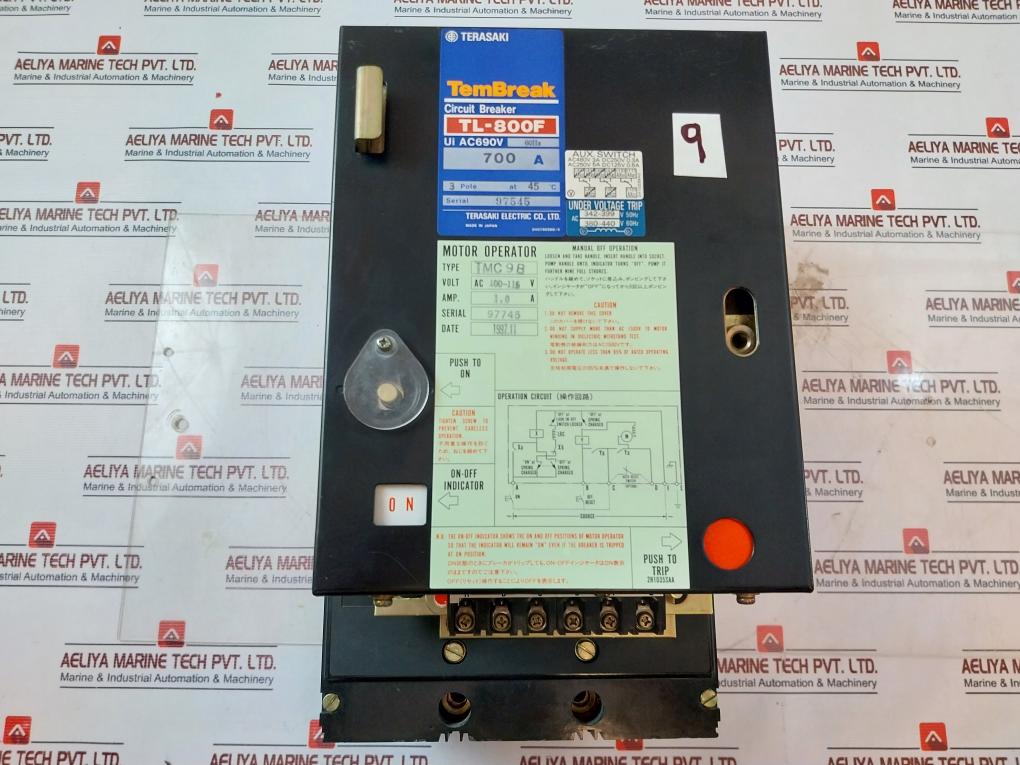 Terasaki Tl-800F 3 Pole Tembreak Circuit Breaker W/ Tmc9B Motor Operator Ac 690V