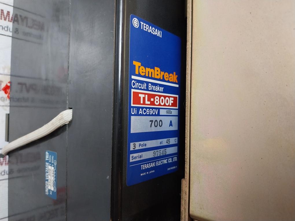 Terasaki Tl-800F Tembreak Circuit Breaker W/ Motor Operator Tmc9B 3 Pole 700A