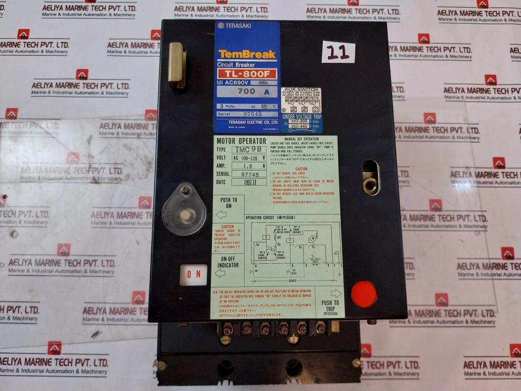 Terasaki Tl-800F Tembreak Circuit Breaker W/ Motor Operator Tmc9B 3 Pole 700A