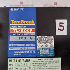 Terasaki Electric Tl-800F Tembreak Circuit Breaker W/ Tmc9B Motor Operator 700A