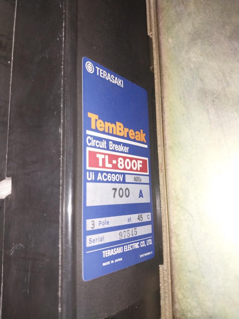 Terasaki Tl-800F Tembreak Circuit Breaker 3 Pole 700A 50/60Hz