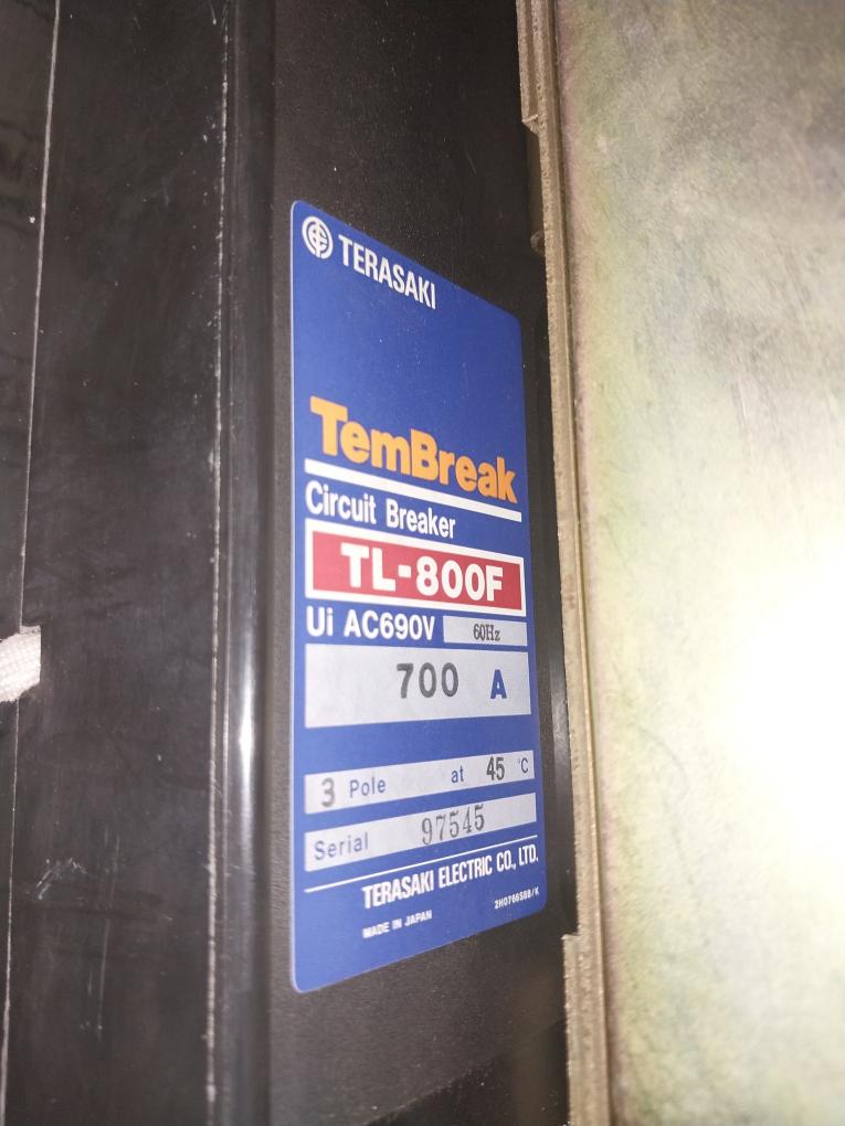 Terasaki Tl-800F Tembreak Circuit Breaker With Tmc9B Motor Operator 700A 3 Pole