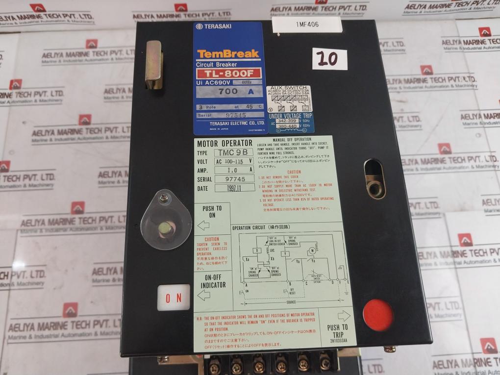 Terasaki Tl-800F Tembreak Circuit Breaker With Tmc9B Motor Operator 700A 3 Pole