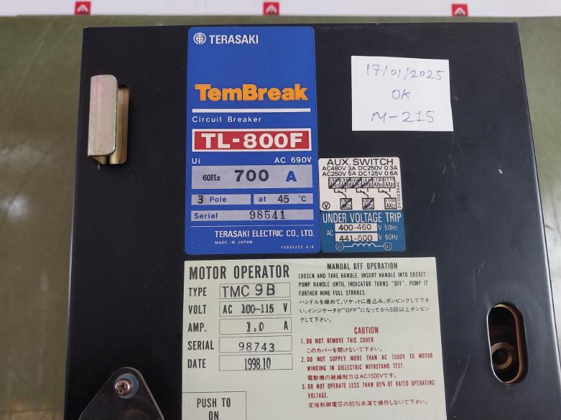 Terasaki Tl-800F Tembreak Circuit Breaker Ac690V Aux. 50-60Hz