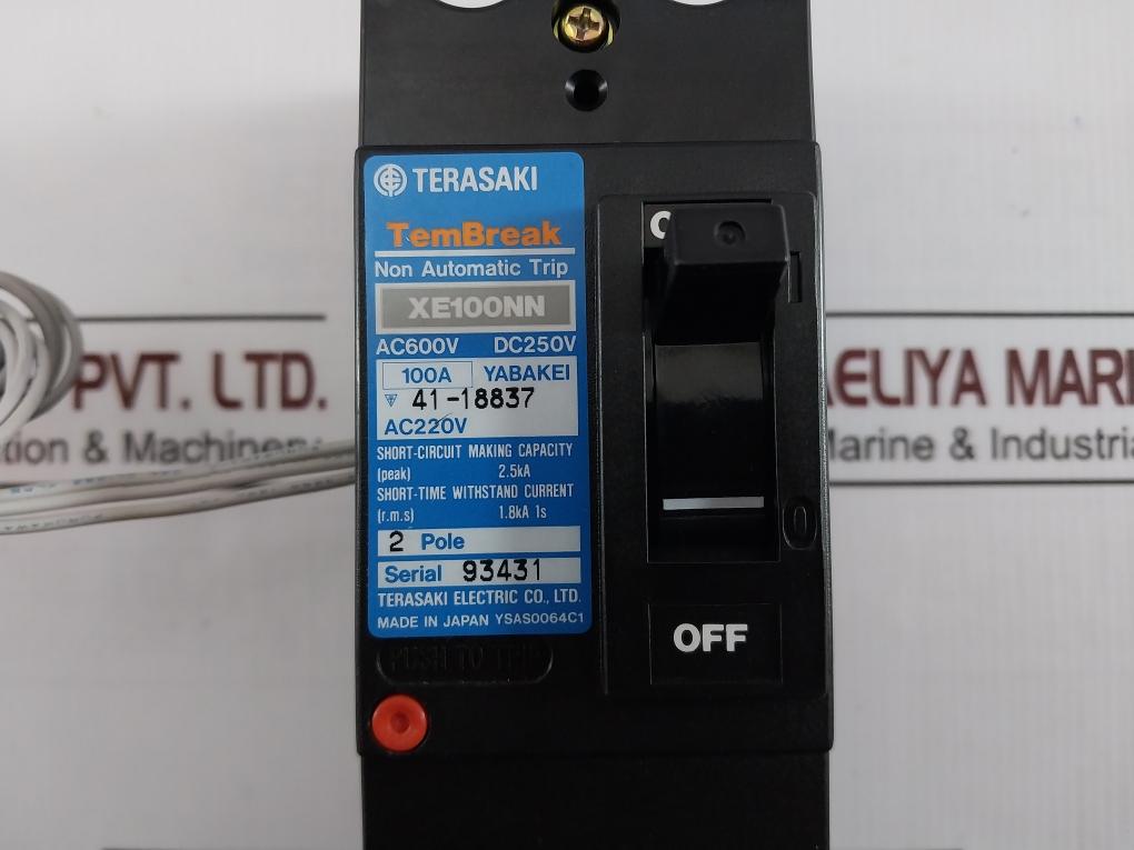 Terasaki Xe100Nn 2 Pole Tembreak Circuit Breaker 1T2-1-000-06P Ac600V Dc250V