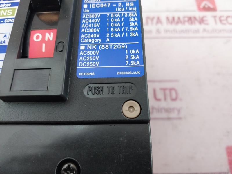 Terasaki Xe100Ns 3 Pole Circuit Breaker Ac660V 75A 2H0535Sja/K Ac220V 25Ka