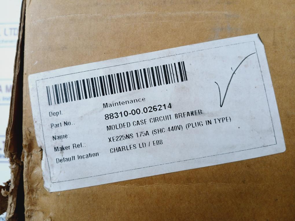 Terasaki Xe225Ns, 3 Pole Molded Case Circuit Breaker 175A 690Vac 50~60Hz